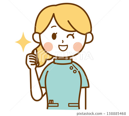一位女藥劑師按讚的插圖。 一位女藥劑師按讚的插圖。 138885468