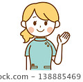 An illustration of a female pharmacist guiding someone. 138885469
