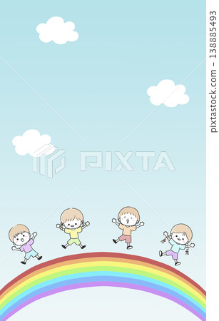 孩子們在彩虹上跳躍 138885493