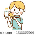 An illustration of a female pharmacist explaining something while holding a smartphone. 138885509
