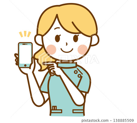 An illustration of a female pharmacist explaining something while holding a smartphone. An illustration of a female pharmacist explaining something while holding a smartphone. 138885509