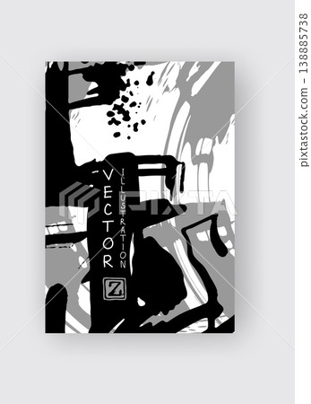 Black and gray ink brush stroke on white background. Black and gray ink brush stroke on white background. 138885738