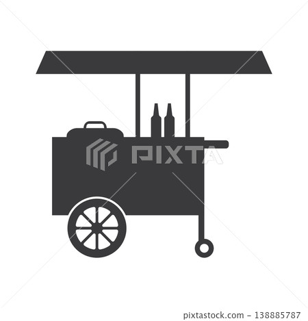 Food cart with bottles and pot Food cart with bottles and pot 138885787