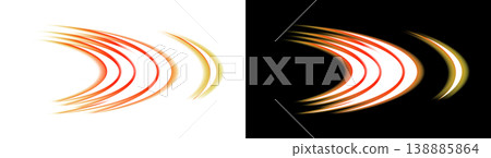 Orange light trails on transparent and black backgrounds with speed effect. Orange light trails on transparent and black backgrounds with speed effect. 138885864