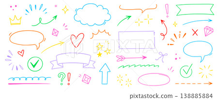 Hand drawn cute frame, arrow, star line set. Frame line hand drawn arrow doodle icon star border rectangle underline. Cute vintage heart bow lace sketch sticker label design. Vector Hand drawn cute frame, arrow, star line set. Frame line hand drawn arrow doodle icon star border rectangle underline. Cute vintage heart bow lace sketch sticker label design. Vector 138885884