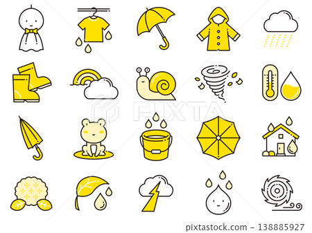 Rain and Rainy Season Icons 03 Rain and Rainy Season Icons 03 138885927