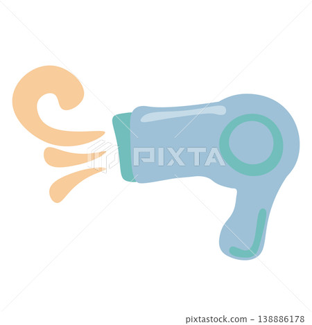 Illustration of a hair dryer blowing hot air. Illustration of a hair dryer blowing hot air. 138886178