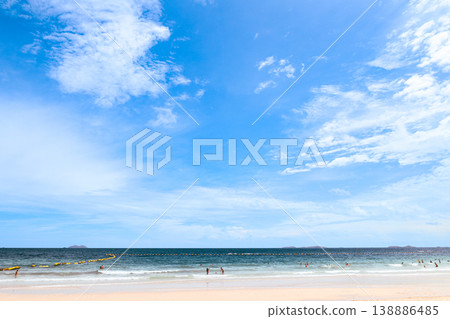 A beach under a clear blue sky - coastal scenery A beach under a clear blue sky - coastal scenery 138886485