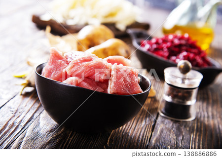 Ingredients for cooking Russian and ukrainian red soup "borsch". 138886886