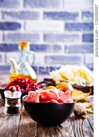 Ingredients for cooking Russian and ukrainian red soup "borsch". Ingredients for cooking Russian and ukrainian red soup "borsch". 138886887