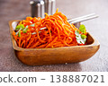 Carrot salad. French Grated Carrot Salad. Shredded carrot with garlic and black pepper 138887021