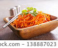 Carrot salad. French Grated Carrot Salad. Shredded carrot with garlic and black pepper 138887023