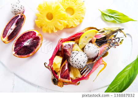 dragon fruit and other exotic fruits, fruit salad dragon fruit and other exotic fruits, fruit salad 138887032