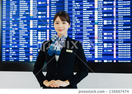 Female airport ground staff providing guidance. (Photography courtesy of Kansai International Airport (KIX)) Female airport ground staff providing guidance. (Photography courtesy of Kansai International Airport (KIX)) 138887474