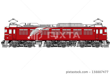 Vector illustration of an electric locomotive for pulling passenger cars 138887477