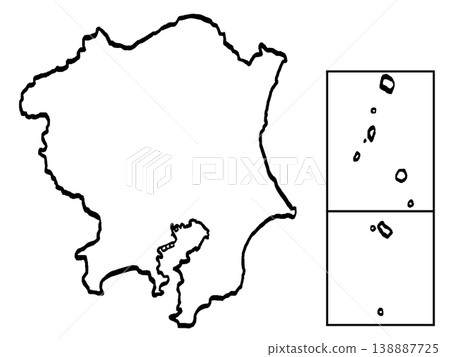 關東地區地圖簡圖（筆觸風格）。 138887725