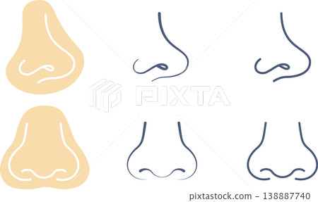 A set of line art materials for noses, both front and side views. A set of line art materials for noses, both front and side views. 138887740