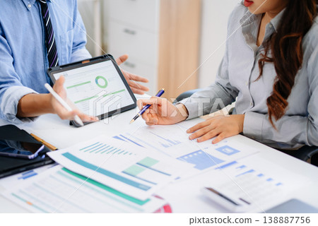 Business team meeting. professional investor working new start up project. Finance task. with smart phone and laptop and digital tablet 138887756