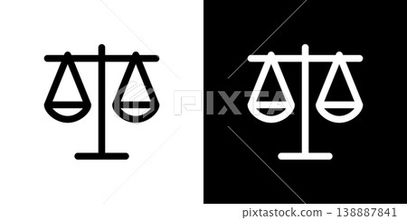 Simple icons representing scales, balances, and justice. Simple icons representing scales, balances, and justice. 138887841
