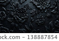 Black floral decorative texture, luxurious floral pattern background 138887854