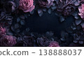 Black and pink floral top frame, elegant and sophisticated background material. 138888037
