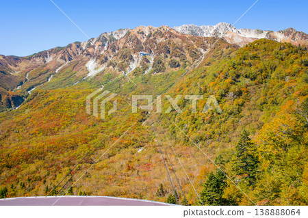 從立山索道黑部平站看到的秋葉。 從立山索道黑部平站看到的秋葉。 138888064