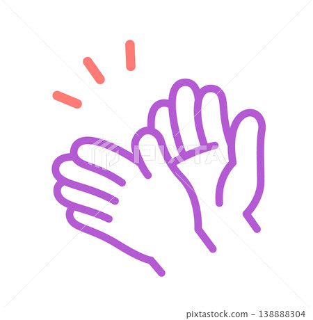 Simple line art icon of clapping hands 138888304