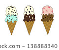 Illustration of a double scoop of ice cream on a cone 138888340