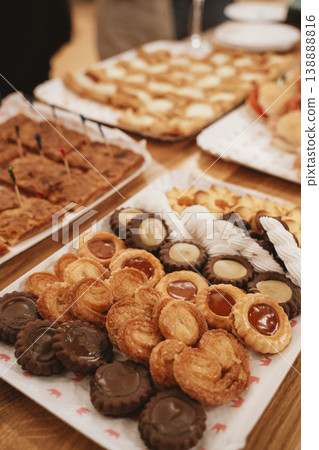 Assortment of Delicious Pastries on Display at Buffet Assortment of Delicious Pastries on Display at Buffet 138888816