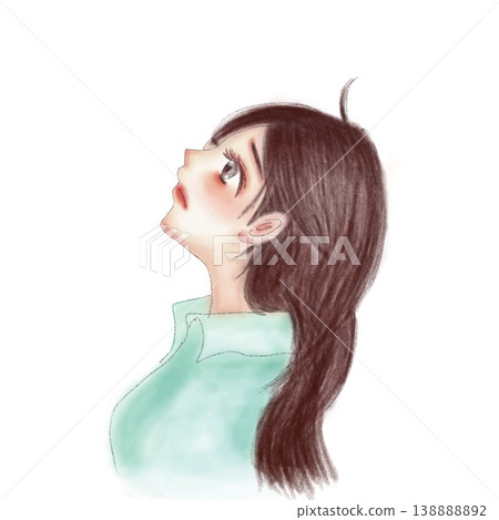 Watercolor-style illustration of a woman's profile, hand-drawn style. Watercolor-style illustration of a woman's profile, hand-drawn style. 138888892