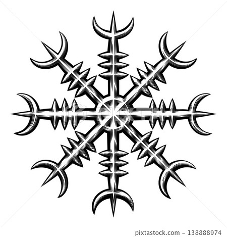 Helm of Awe Aegishjalmur Norse Symbol Illustration Helm of Awe Aegishjalmur Norse Symbol Illustration 138888974