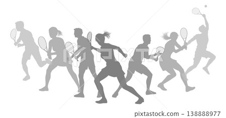 Silhouette Tennis Players Silhouettes Concept Silhouette Tennis Players Silhouettes Concept 138888977