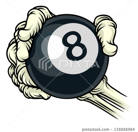 Skeleton Grim Reaper Hand Pool Ball Team Mascot Skeleton Grim Reaper Hand Pool Ball Team Mascot 138888984