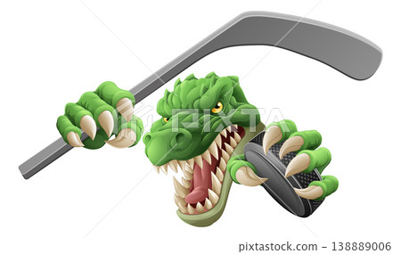 Crocodile Dinosaur Alligator Hockey Sports Mascot Crocodile Dinosaur Alligator Hockey Sports Mascot 138889006