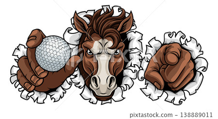 Horse Mustang Stallion Golf Sports Team Mascot Horse Mustang Stallion Golf Sports Team Mascot 138889011