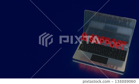 Futuristic Laptop Displaying AI Support Concept Technology Interface 3d render. 138889060