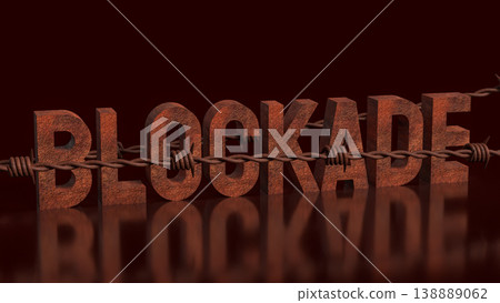 Rusty Blockade Barrier With Barbed Wire Concept 3d render. Rusty Blockade Barrier With Barbed Wire Concept 3d render. 138889062