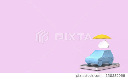 Car Insurance Protection Concept With Umbrella And Cloud 3d render. 138889066