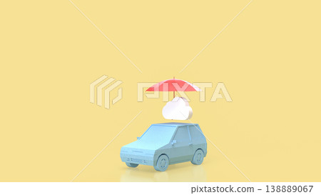Vehicle Insurance Protection Concept With Umbrella And Cloud Symbol 3d render. Vehicle Insurance Protection Concept With Umbrella And Cloud Symbol 3d render. 138889067