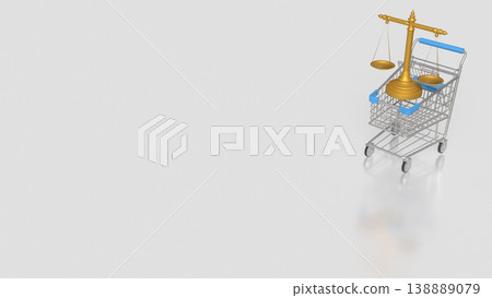 Digital Documents And Legal E commerce Concept With Shopping Cart And Balance Scale 3d render. Digital Documents And Legal E commerce Concept With Shopping Cart And Balance Scale 3d render. 138889079