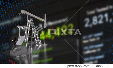 Oil Production and Market Volatility Analysis with Digital Financial Data 3d render. 138889080