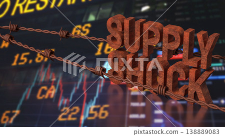 Supply Shock Crisis with Market Data and Trade Restriction Concept 3d render. 138889083