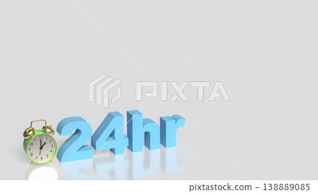 24 Hour Time Concept with Alarm Clock and Continuous Productivity 3d render. 138889085