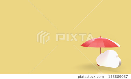 Cloud Data Protection Concept With Red Umbrella Security Symbol 3d render. Cloud Data Protection Concept With Red Umbrella Security Symbol 3d render. 138889087