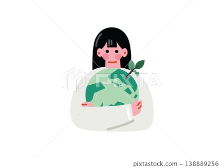 擁抱地球的女人的插圖 138889256