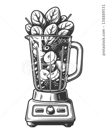 Blender Full of Fresh Fruits and Greens vector Blender Full of Fresh Fruits and Greens vector 138889531