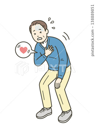 一名中年男子摀著胸口，似乎因心悸而感到疼痛。 138889851