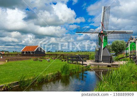 View of the Zaanse Schans village in the Netherlands. 138889909