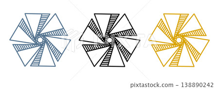 It is an illustration in the shape of a pinwheel. It is an illustration in the shape of a pinwheel. 138890242