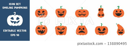 Smiling pumpkins with simple design Smiling pumpkins with simple design 138890495